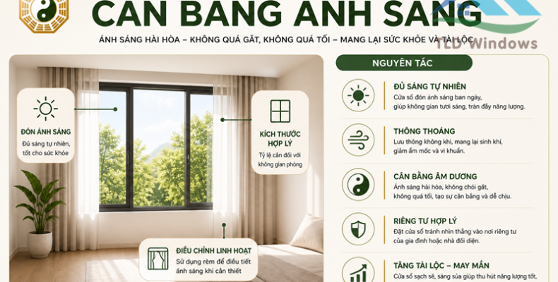 Thiết kế cửa sổ hợp phong thủy để cân bằng ánh sáng