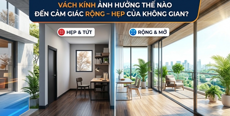Vách kính ảnh hưởng thế nào đến cảm giác rộng – hẹp của không gian?